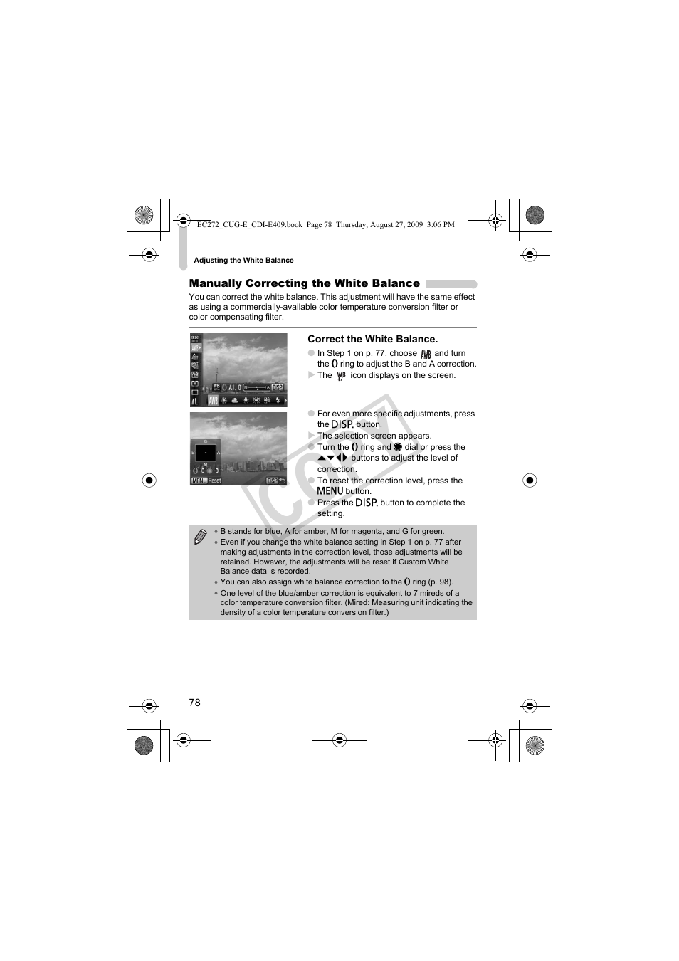 Correction (p. 78, Ction (p. 78), Co py | Canon Battery Charger CB-2LY CDI-E409-020 User Manual | Page 78 / 179