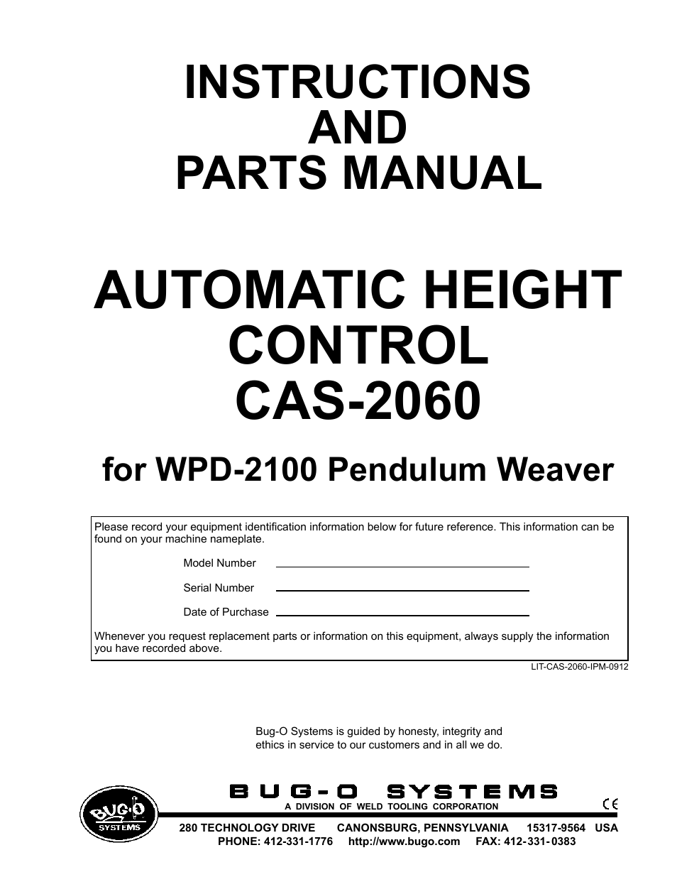 BUG-O Systems CAS-2060 User Manual | 20 pages