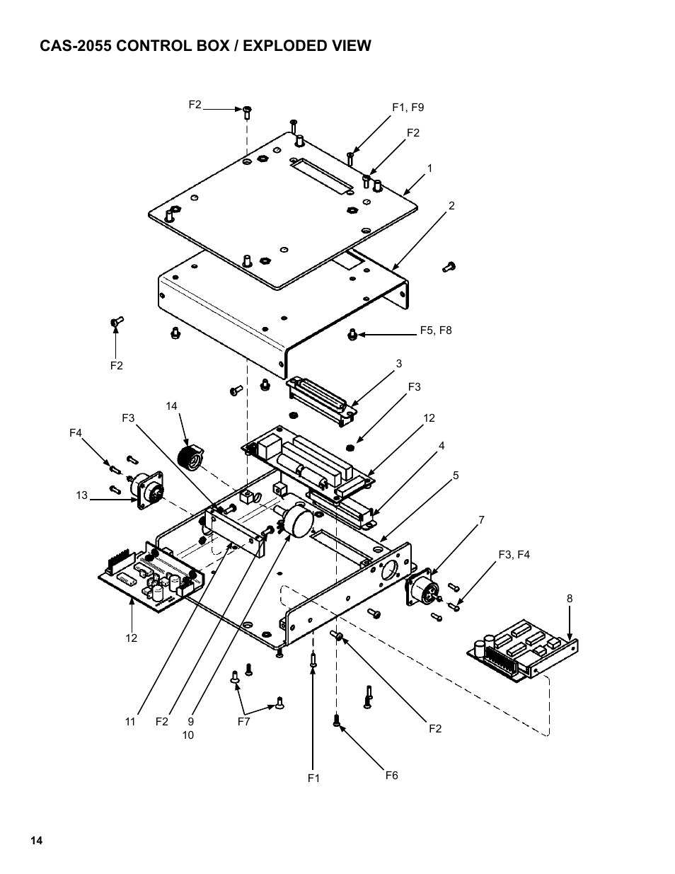 14 ..... cas-2055 control box / exploded view, Cas-2055 control box / exploded view | BUG-O Systems CAS-2060 User Manual | Page 14 / 20
