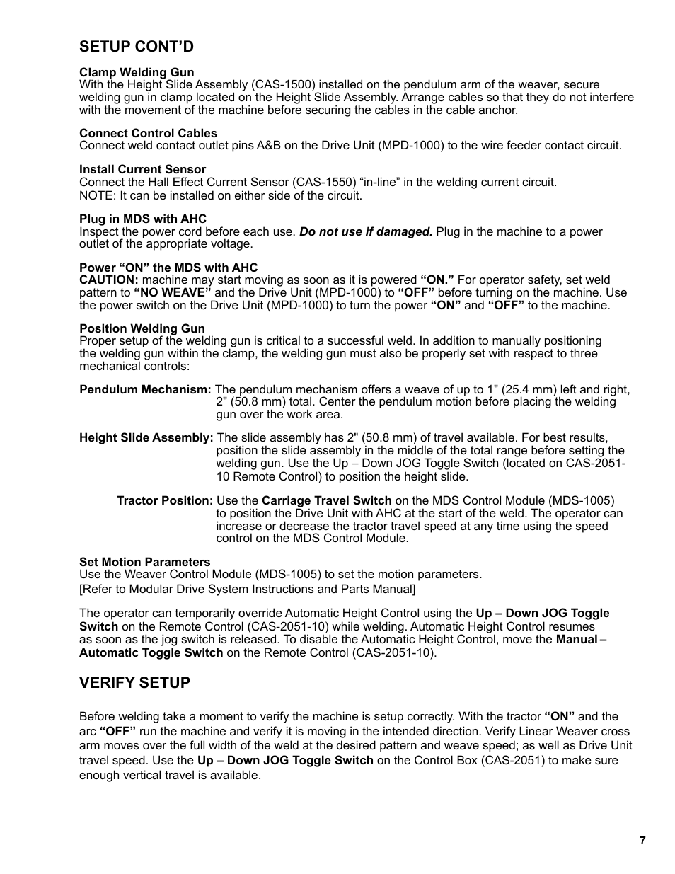 Setup cont’d, Verify setup | BUG-O Systems CAS-2060 User Manual | Page 7 / 20