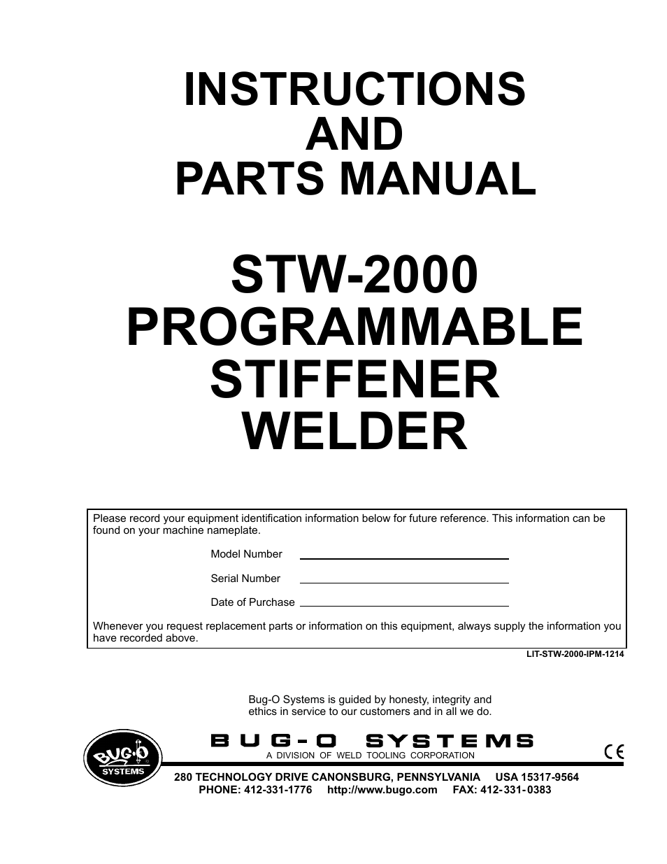 BUG-O Systems STW-2000 User Manual | 32 pages