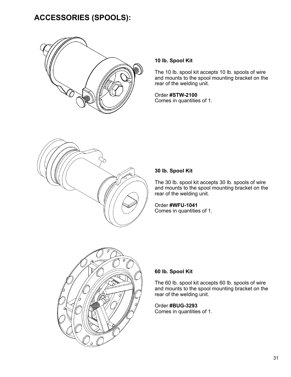 31 ... accessories (spools), Accessories (spools) | BUG-O Systems STW-2000 User Manual | Page 31 / 32