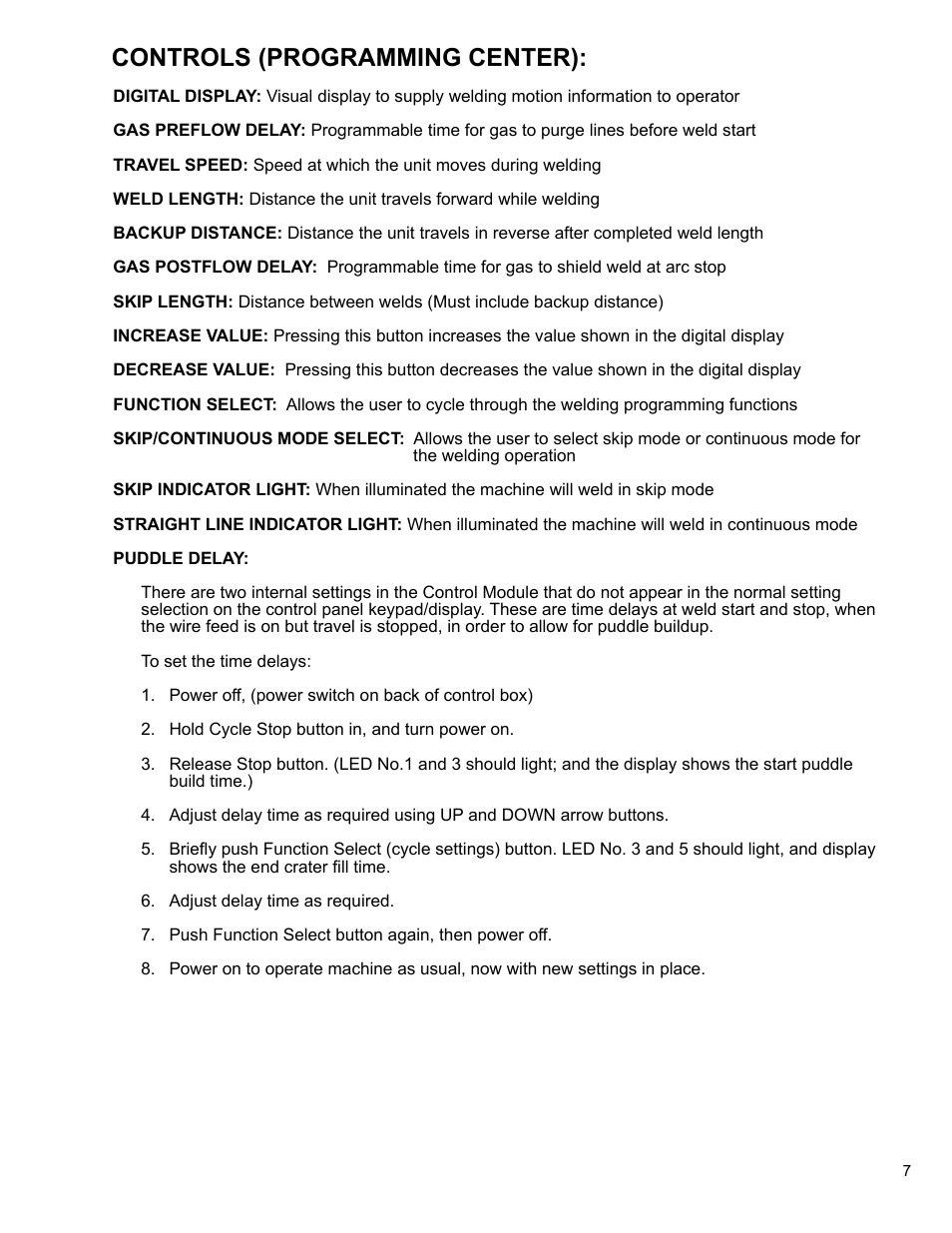 7 ... controls (programming center), Controls (programming center) | BUG-O Systems STW-2000 User Manual | Page 7 / 32