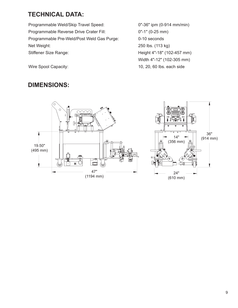 Technical data, Dimensions | BUG-O Systems STW-2000 User Manual | Page 9 / 32