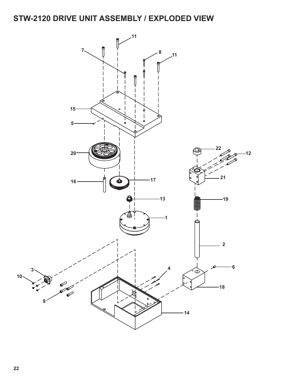 Stw-2120 drive unit assembly / exploded view | BUG-O Systems STW-3000 User Manual | Page 22 / 26