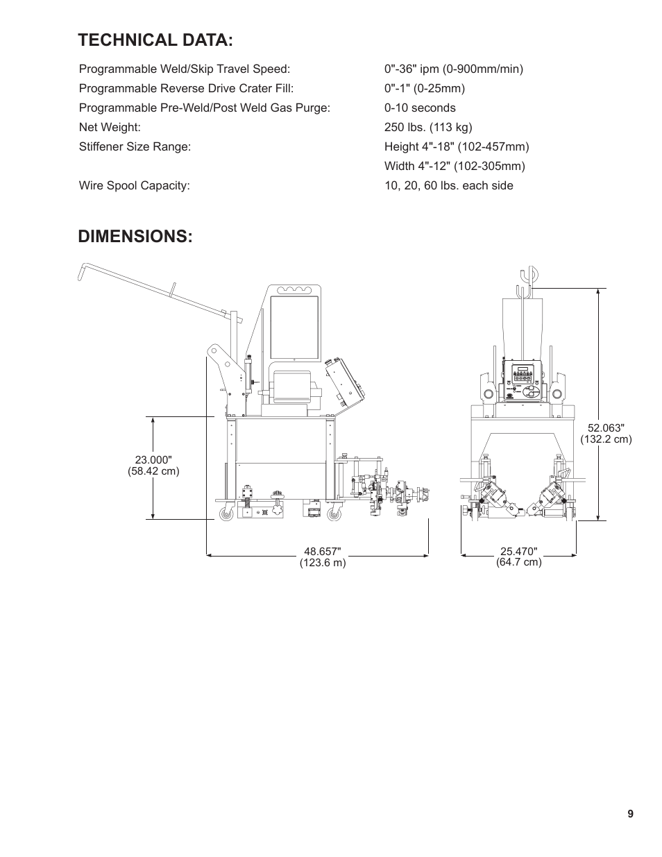 9 ... technical data / dimensions, Technical data, Dimensions | BUG-O Systems STW-3000 User Manual | Page 9 / 26