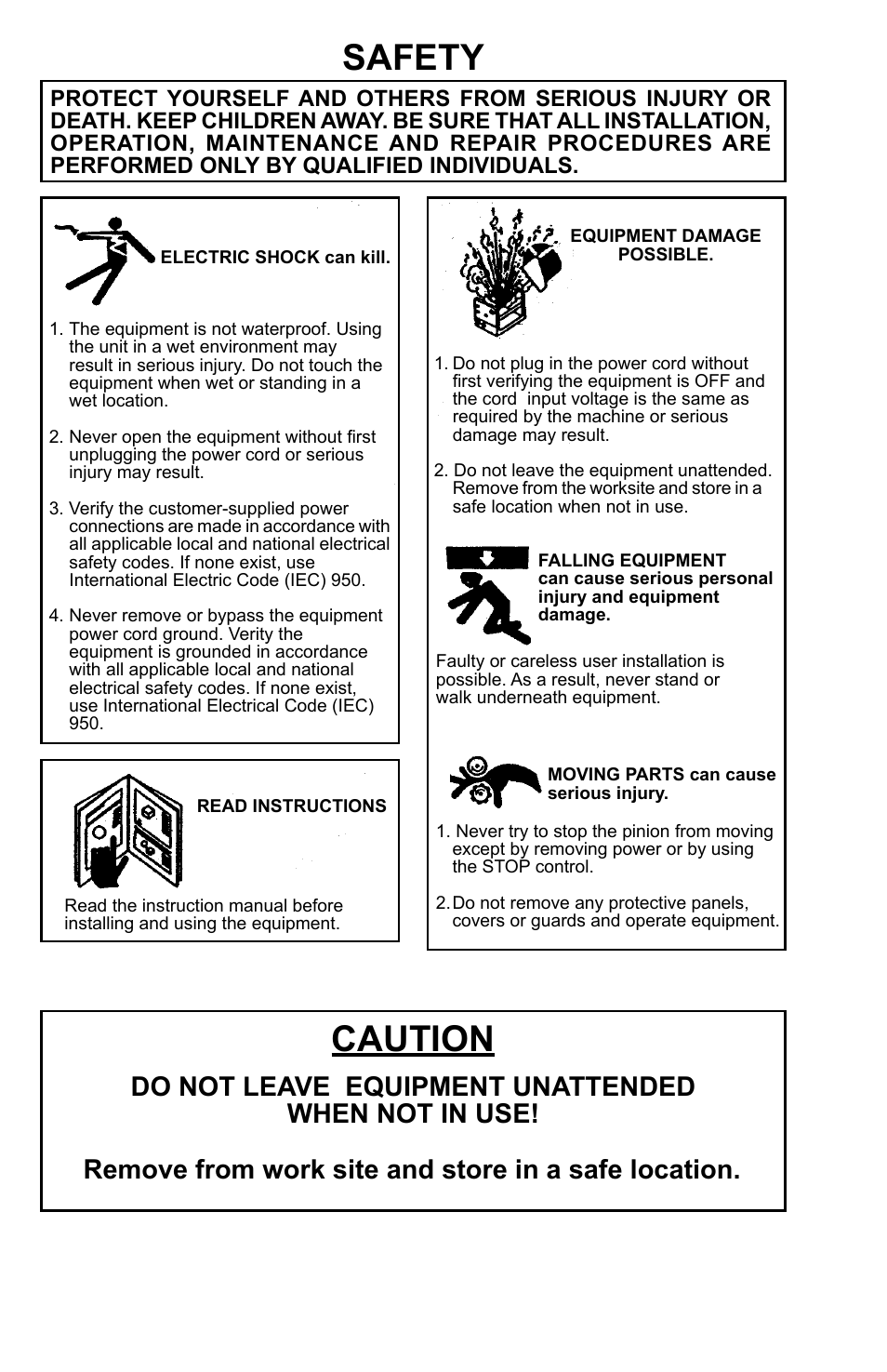 Safety, Caution | BUG-O Systems Stiffener Welder User Manual | Page 2 / 29
