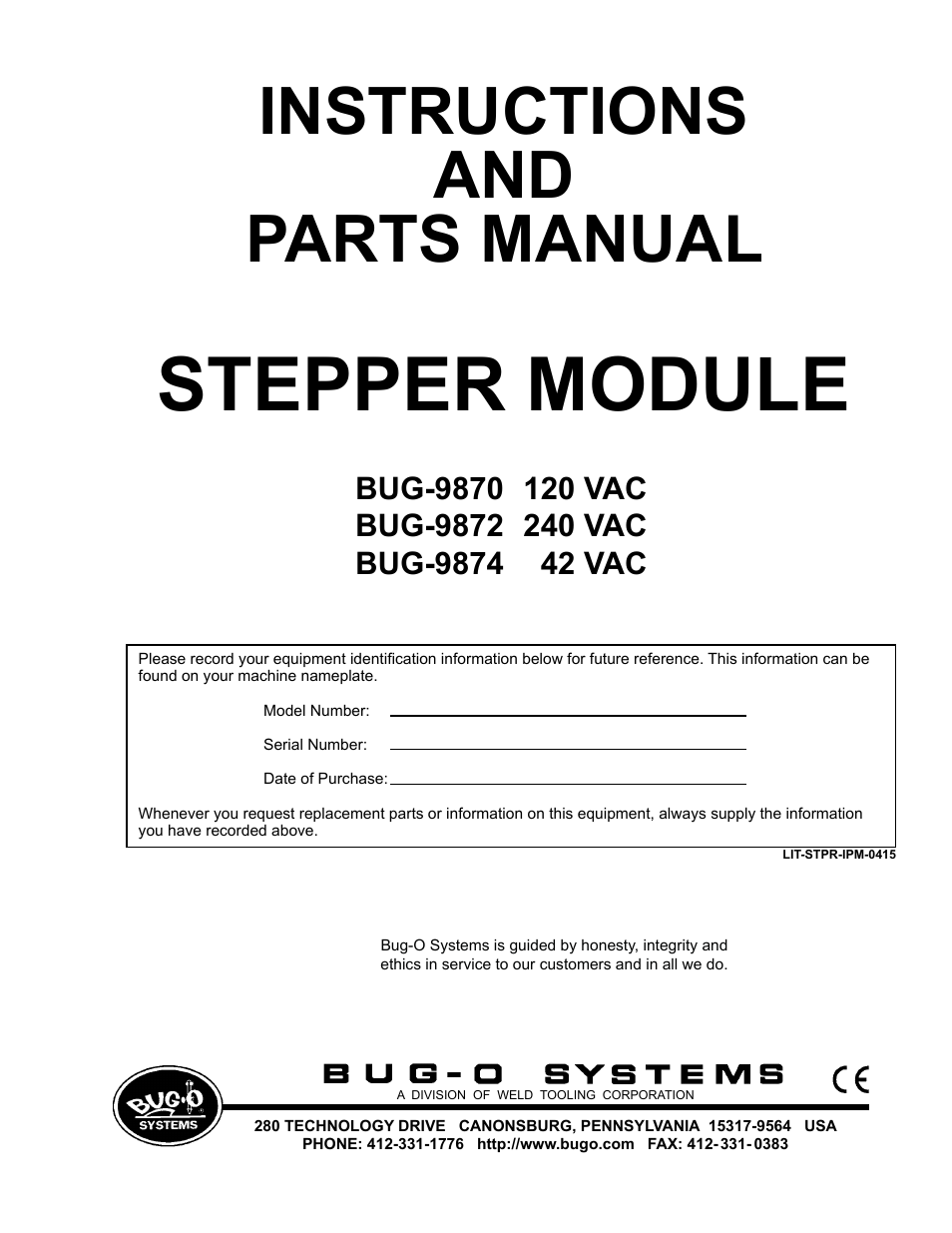 BUG-O Systems BUG-9870 User Manual | 12 pages