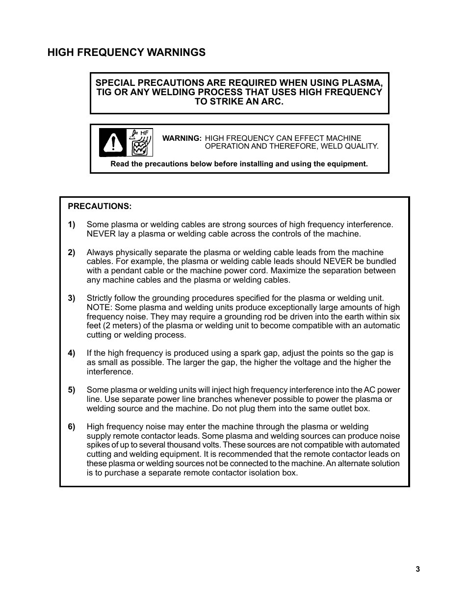 High frequency warnings | BUG-O Systems Piper-Plus User Manual | Page 3 / 107