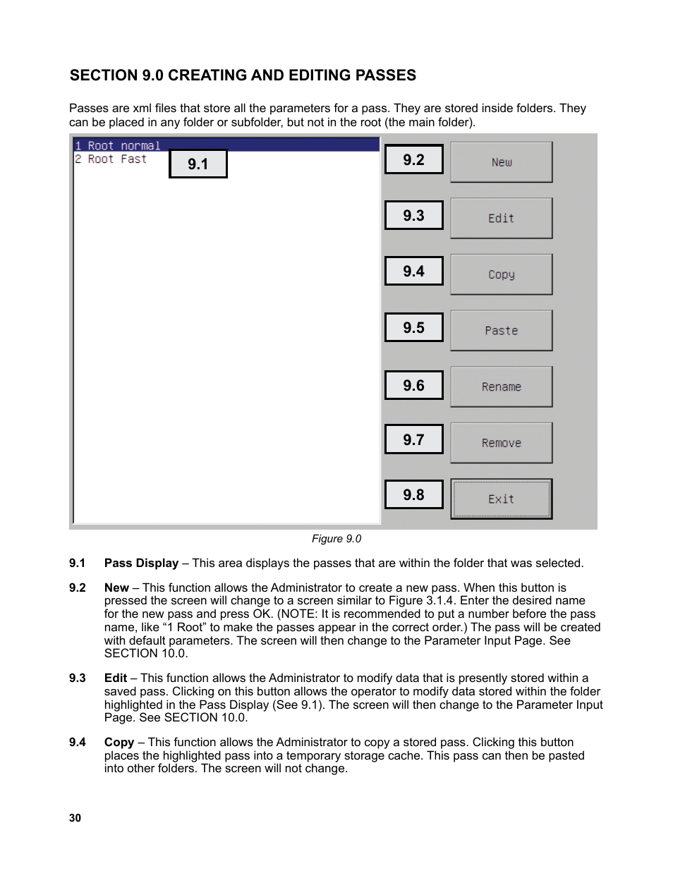31 ...... section 9.0 creating and editing passes | BUG-O Systems Piper-Plus User Manual | Page 30 / 107