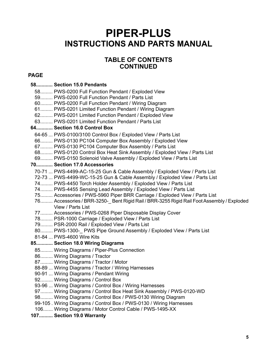 Piper-plus, Instructions and parts manual | BUG-O Systems Piper-Plus User Manual | Page 5 / 107