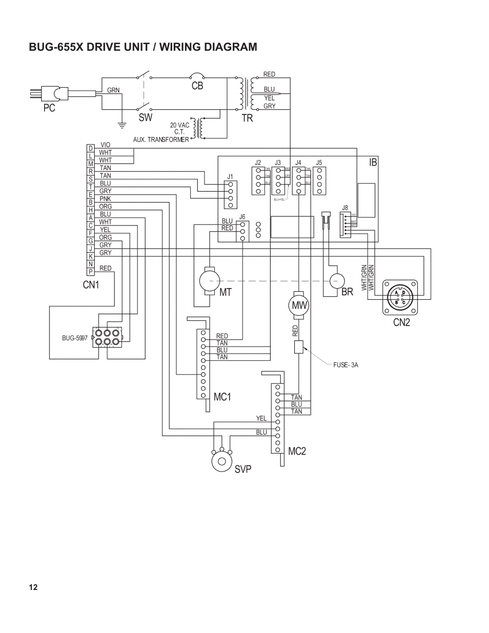 12 .........drive unit wiring diagram | BUG-O Systems Universal Bug-O-Matic User Manual | Page 12 / 31