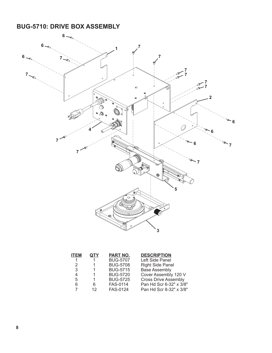 8 ..........bug-5710: drive box assembly, Bug-5710: drive box assembly | BUG-O Systems Universal Bug-O-Matic User Manual | Page 8 / 31