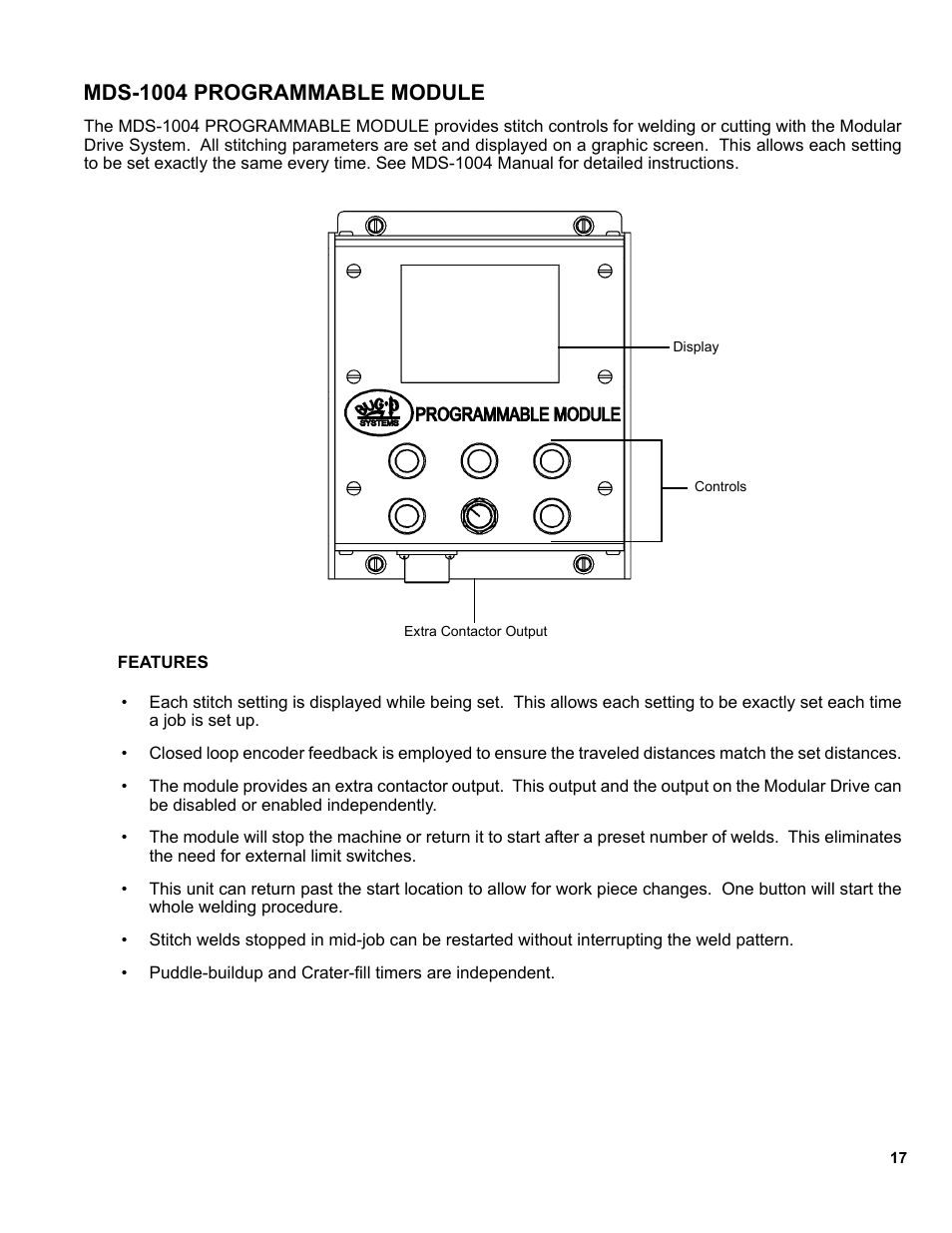 17 ......... mds-1004 programmable module, Mds-1004 programmable module | BUG-O Systems Modular Drive System User Manual | Page 17 / 57