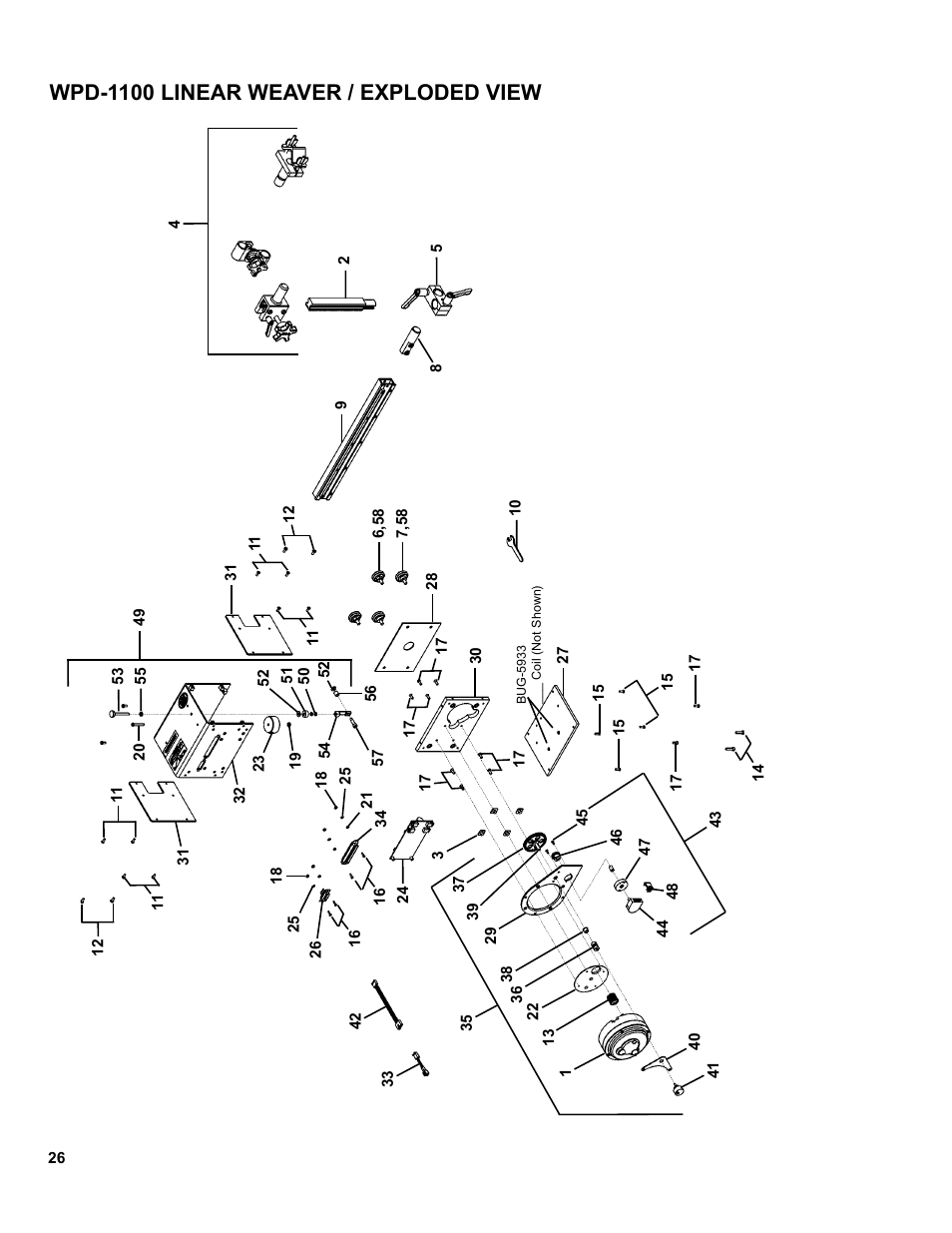 Wpd-1100 linear weaver / exploded view | BUG-O Systems Modular Drive System User Manual | Page 26 / 57