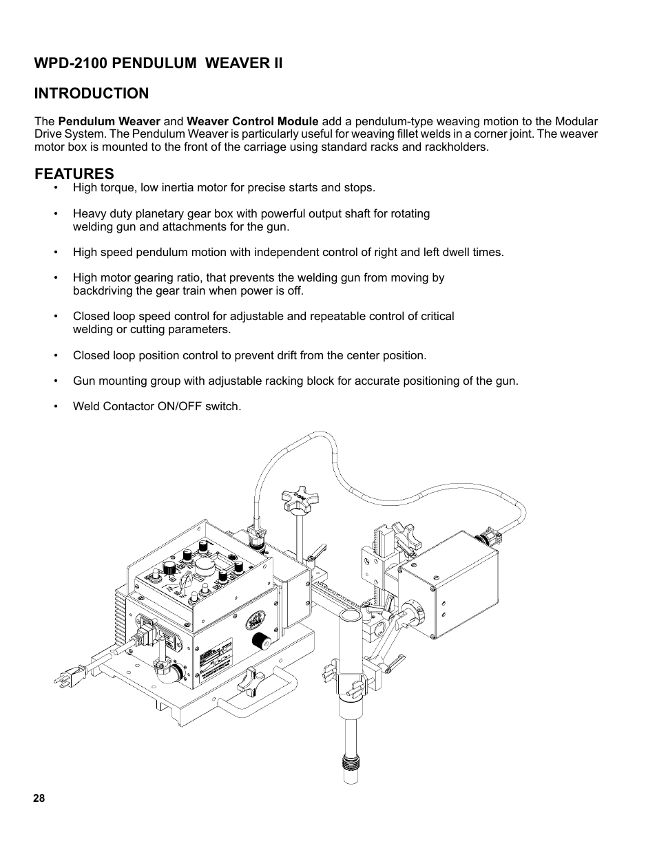 Wpd-2100 pendulum weaver ii introduction, Features | BUG-O Systems Modular Drive System User Manual | Page 28 / 57