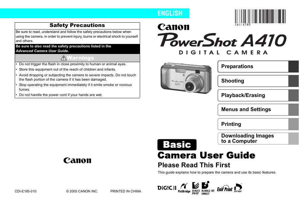 Canon CDI-E185-010 User Manual | 23 pages