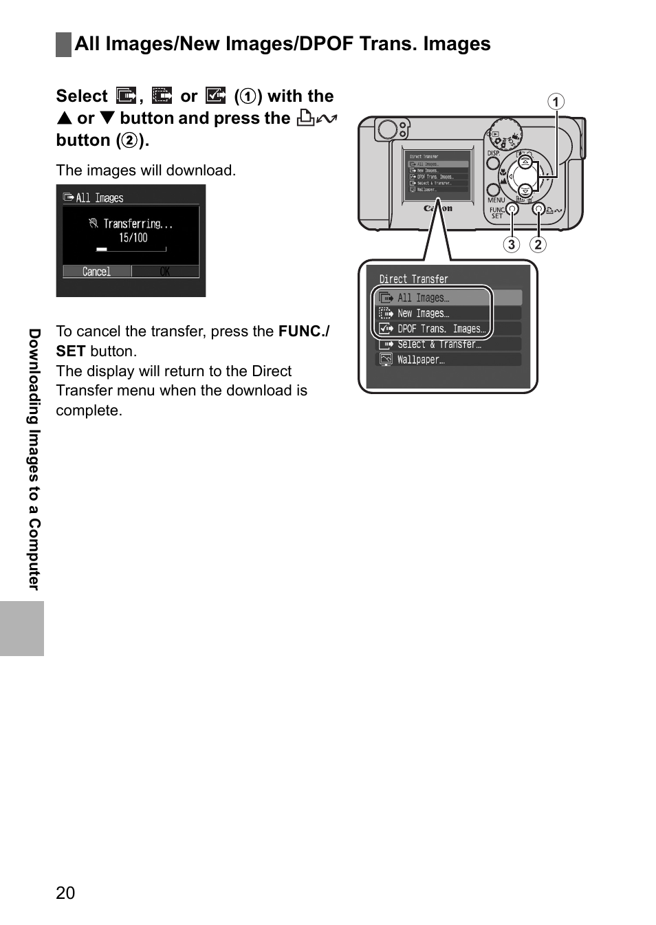 All images/new images/dpof trans. images, Bc a | Canon CDI-E185-010 User Manual | Page 22 / 23