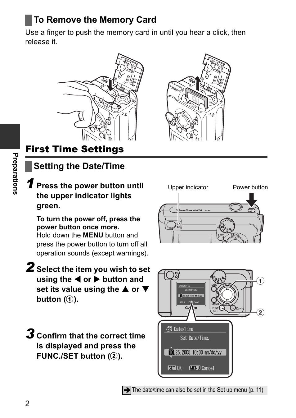 First time settings | Canon CDI-E185-010 User Manual | Page 4 / 23