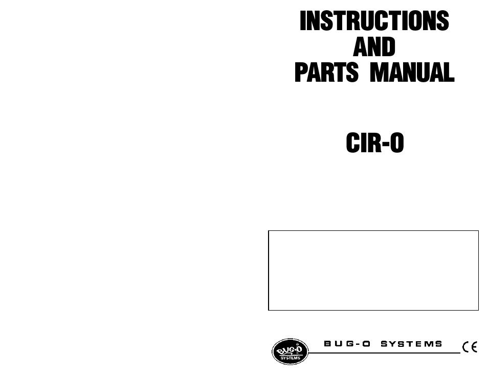 BUG-O Systems CIR-O User Manual | 21 pages