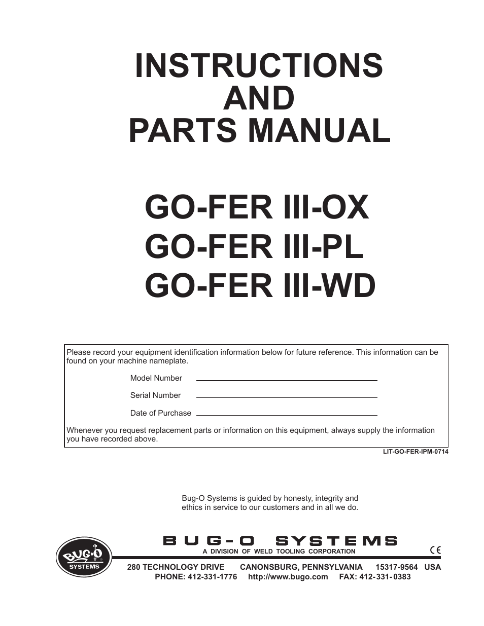 BUG-O Systems GO-FER III-OX User Manual | 22 pages