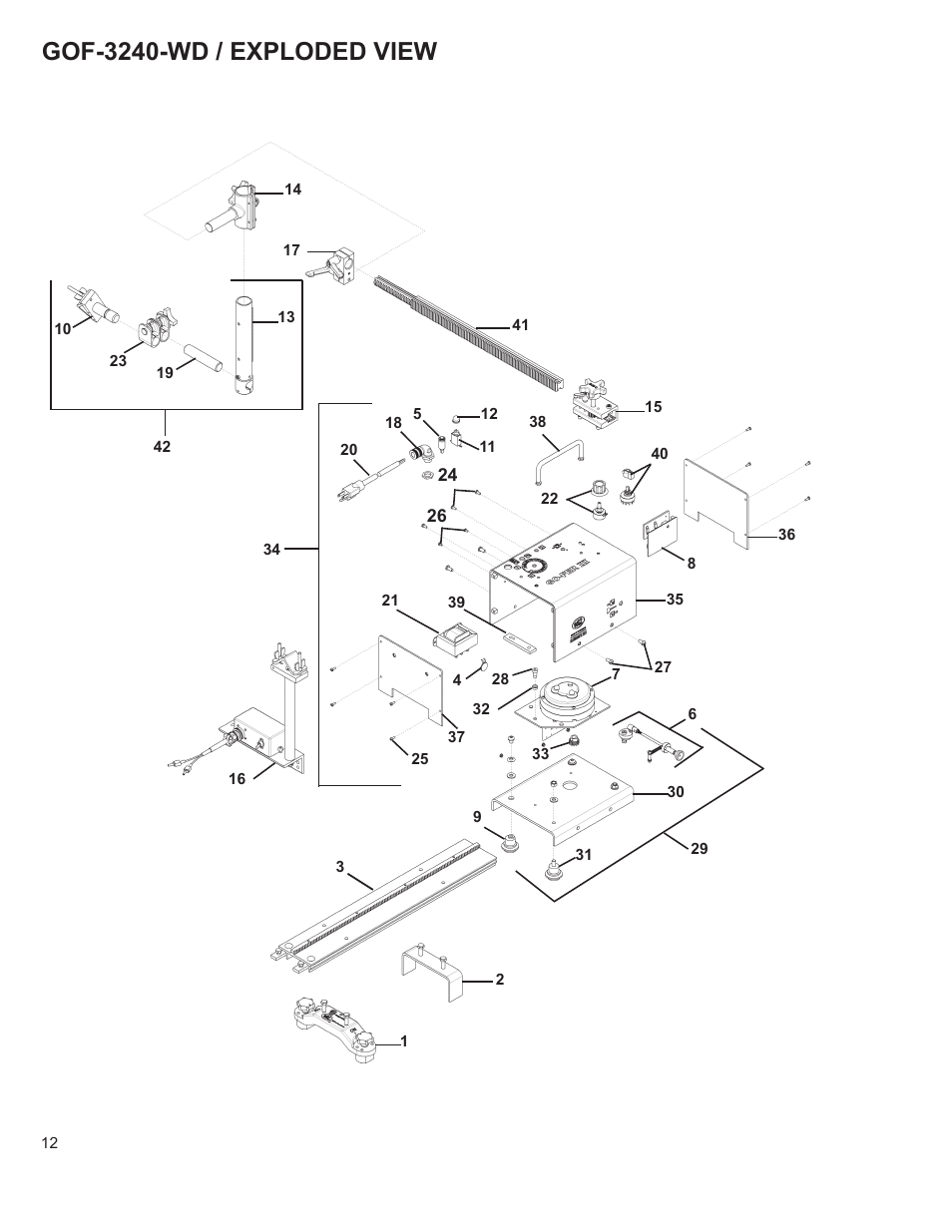 12 ........gof-3240-wd / exploded view, Gof-3240-wd / exploded view | BUG-O Systems GO-FER III-OX User Manual | Page 12 / 22