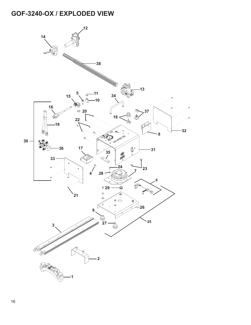 16 ........gof-3240-ox / exploded view, Gof-3240-ox / exploded view | BUG-O Systems GO-FER III-OX User Manual | Page 16 / 22