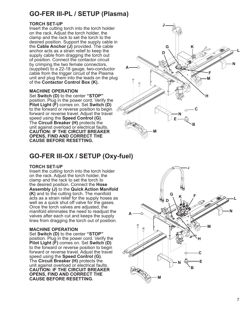 7 .........go-fer iii-pl / setup (plasma), 7 .........go-fer iii-ox / setup (oxy-fuel), Go-fer iii-pl / setup (plasma) | Go-fer iii-ox / setup (oxy-fuel) | BUG-O Systems GO-FER III-OX User Manual | Page 7 / 22
