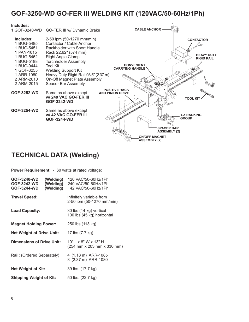 Technical data (welding) | BUG-O Systems GO-FER III-OX User Manual | Page 8 / 22