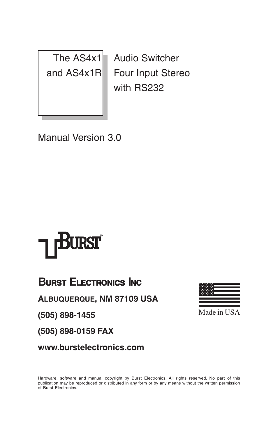 Burst Electronics AS4x1 User Manual | 12 pages