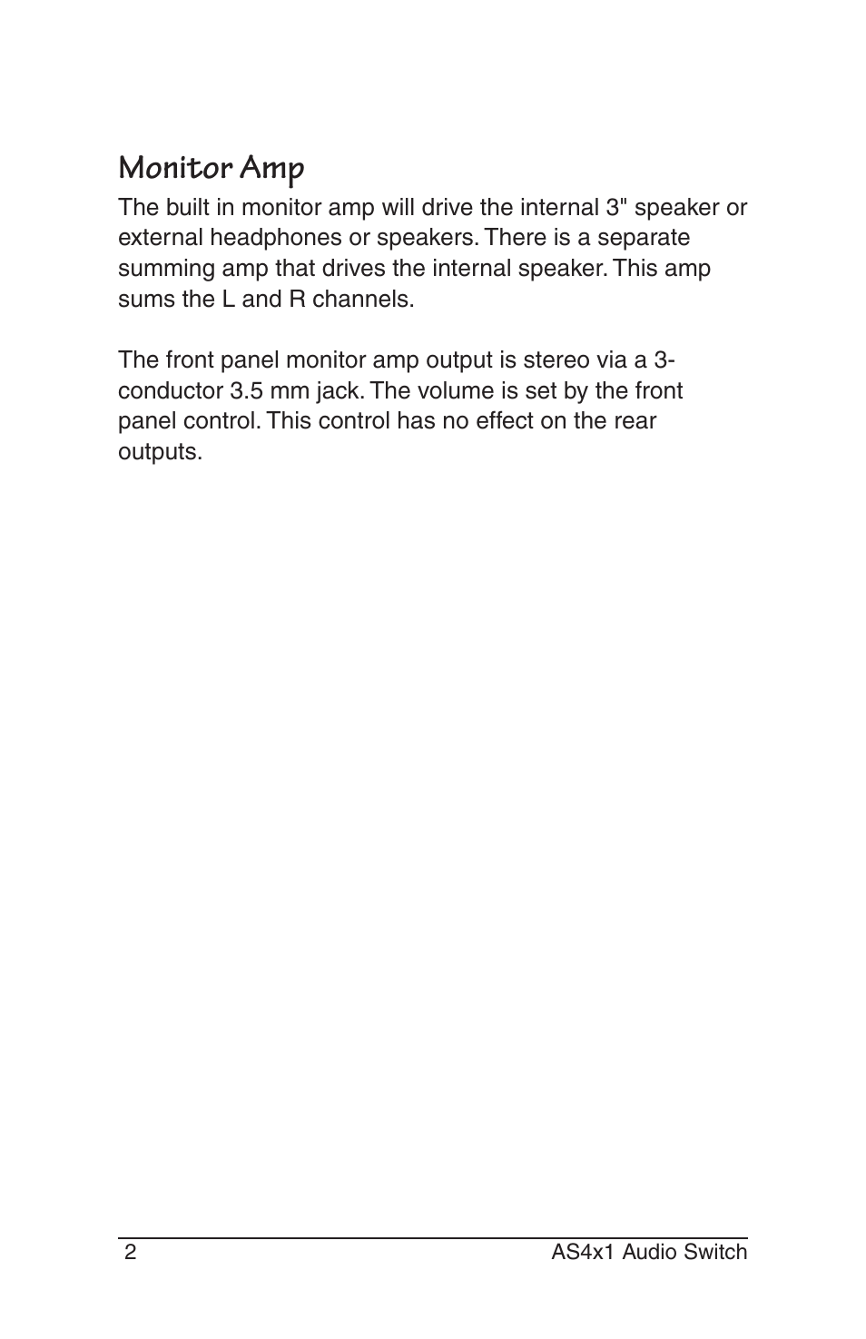 Monitor amp | Burst Electronics AS4x1 User Manual | Page 4 / 12