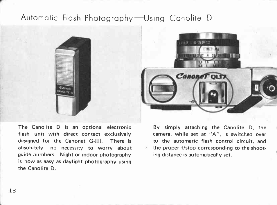 Automatic electric eye photography ctanon^'t ovt 7 | Canon Canonet 17 User Manual | Page 14 / 50