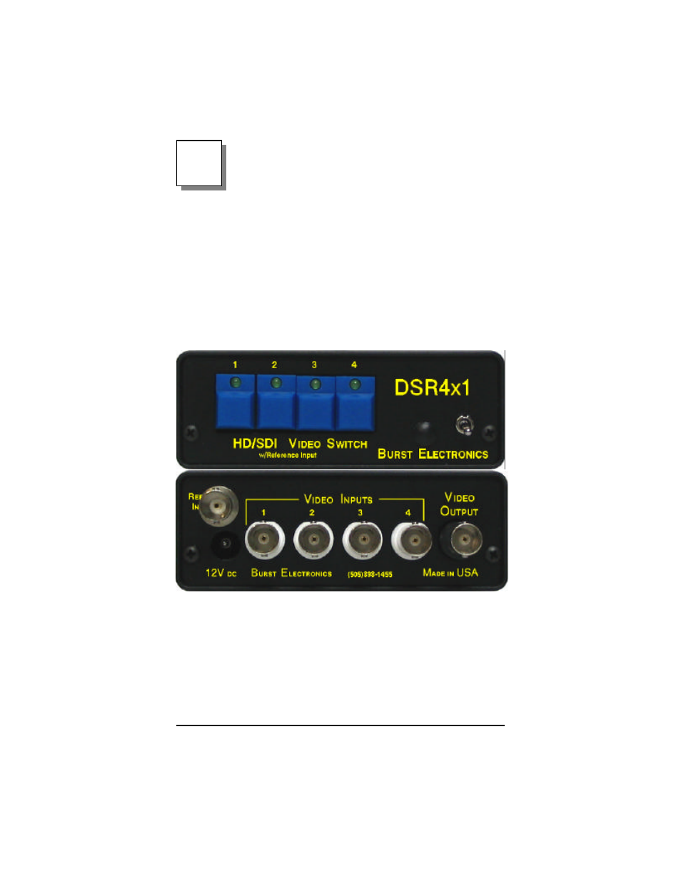 Four/eight input hd/sd sdi switcher, Introduction, Overview | Burst Electronics DSR4x1 User Manual | Page 2 / 12