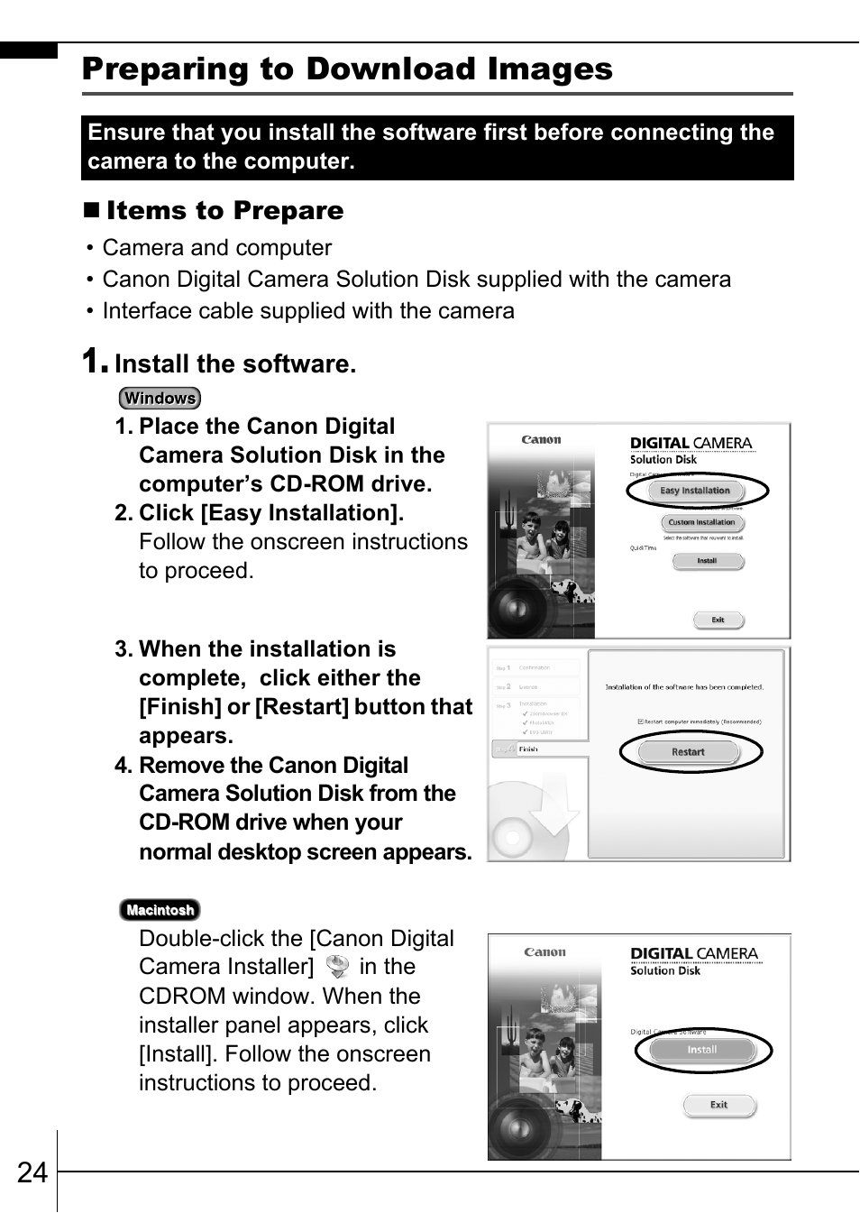 Preparing to download images, Pp. 24 | Canon A570 IS User Manual | Page 26 / 36