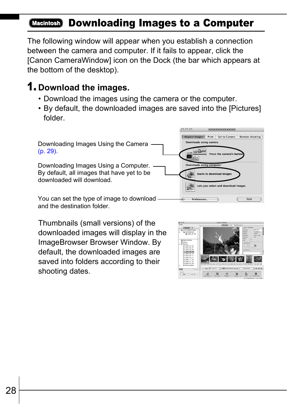 Downloading images to a computer | Canon A570 IS User Manual | Page 30 / 36