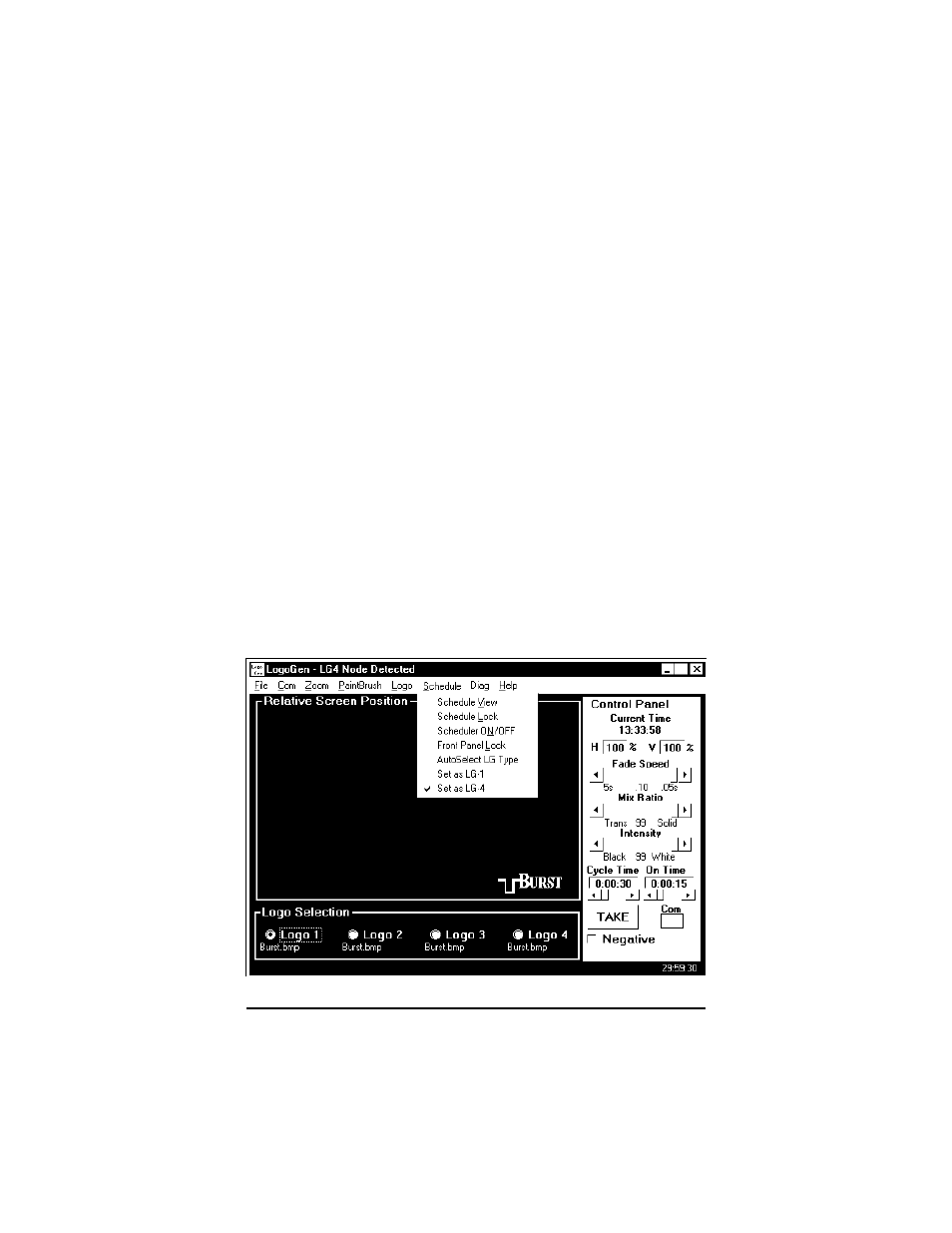 Schedule menu | Burst Electronics LG-1 User Manual | Page 18 / 40