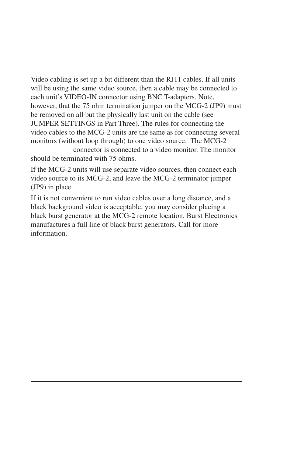 Video cabling | Burst Electronics MCG-2 User Manual | Page 15 / 61
