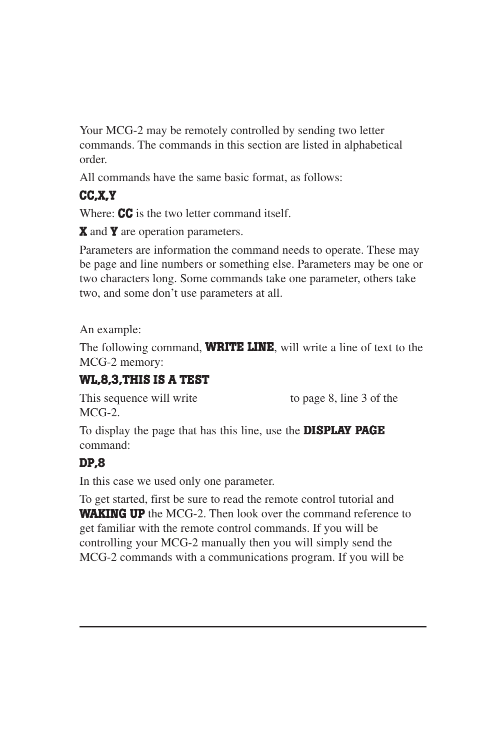 Command reference | Burst Electronics MCG-2 User Manual | Page 16 / 61