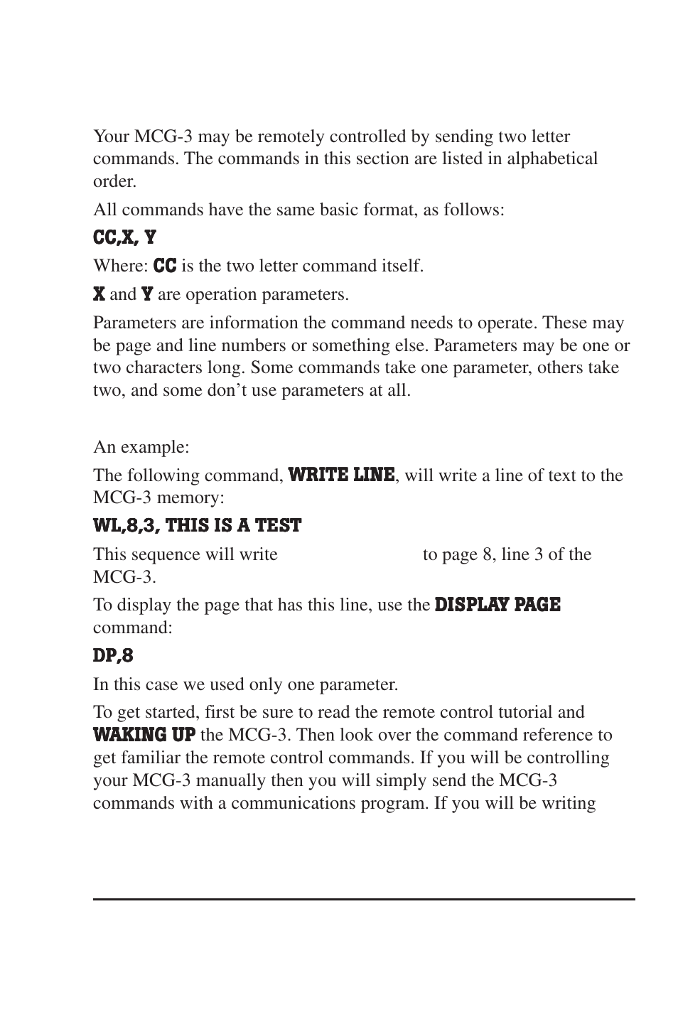 Command reference | Burst Electronics MCG-3 User Manual | Page 17 / 71