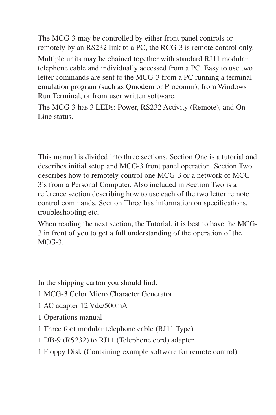 About this manual, Material supplied | Burst Electronics MCG-3 User Manual | Page 4 / 71