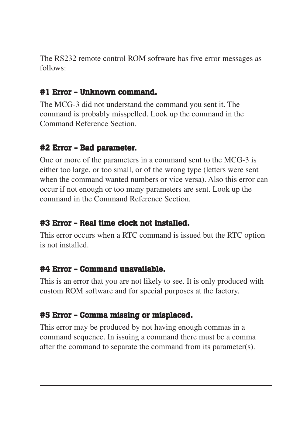 Error messages | Burst Electronics MCG-3 User Manual | Page 66 / 71