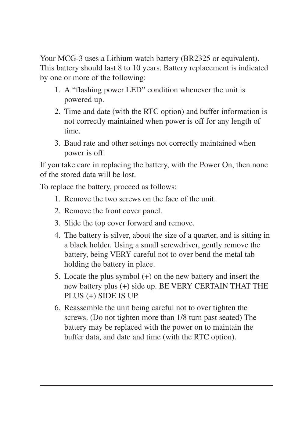 Battery replacement | Burst Electronics MCG-3 User Manual | Page 68 / 71