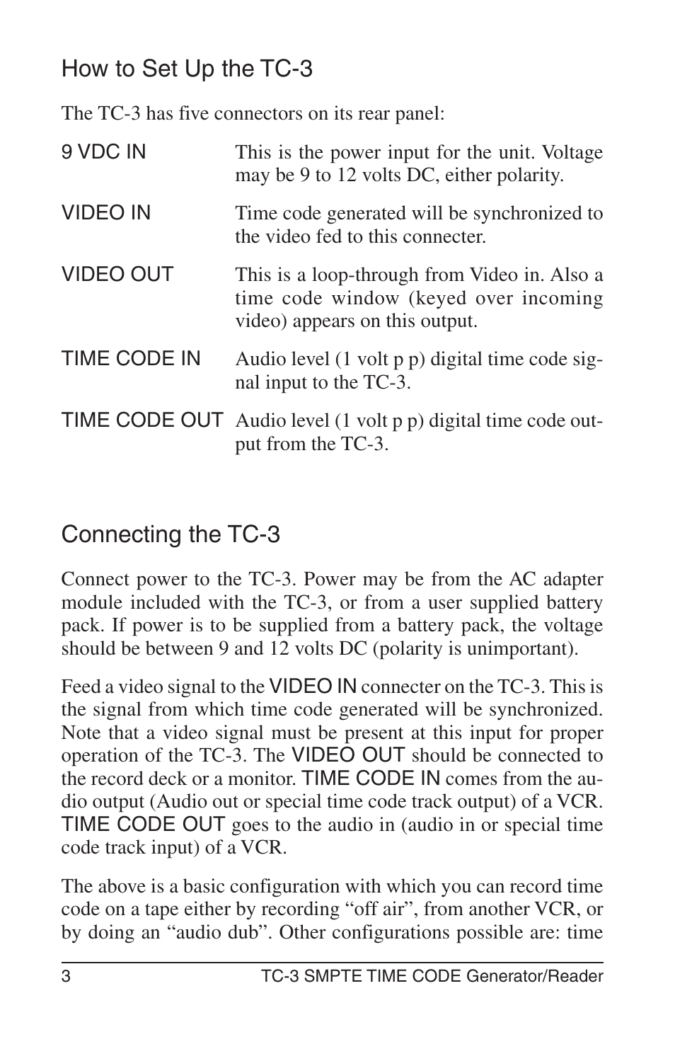 How to set up the tc-3, Connecting the tc-3 | Burst Electronics TC-3 User Manual | Page 4 / 13