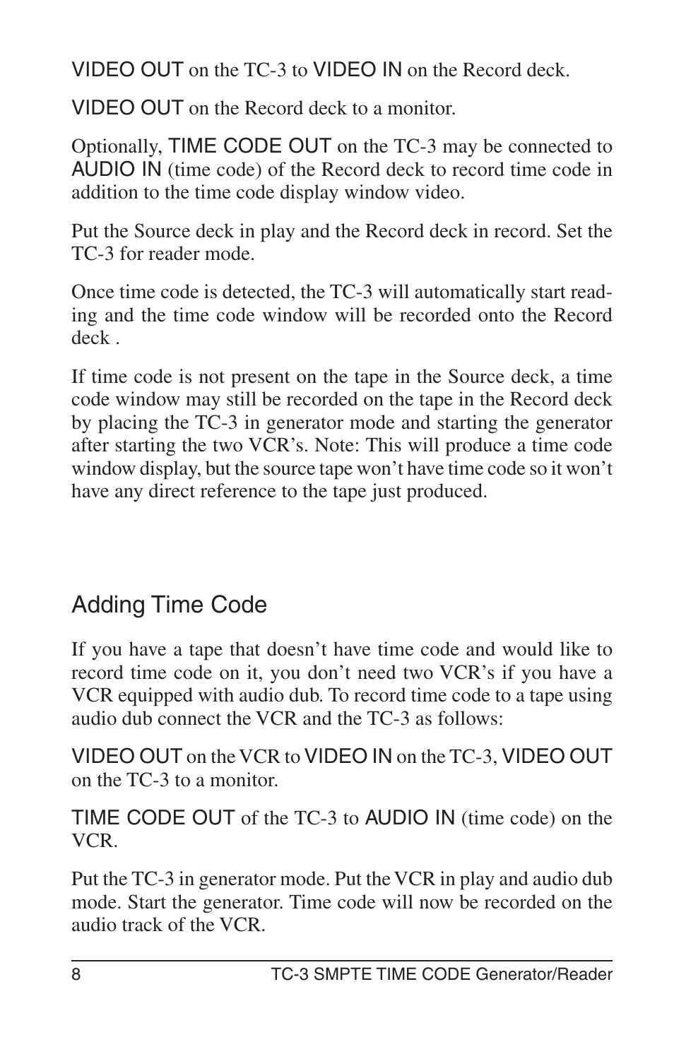 Adding time code | Burst Electronics TC-3 User Manual | Page 9 / 13