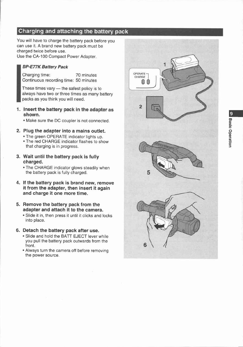 Power sources, Notes, Insert the dc coupier in the camera’s | Connect the dc coupler to the adapter, Plug the adapter into a mains outlet, Detach the dc coupler after use, Connecting the camera to a mains outlet | Canon E 700 User Manual | Page 11 / 47