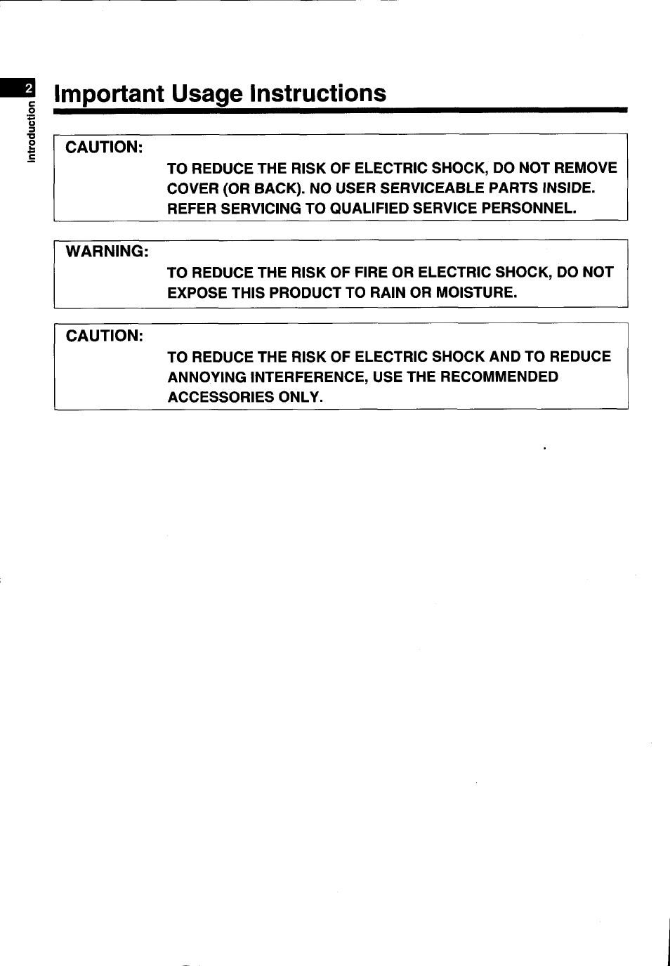 Important usage instructions | Canon E 700 User Manual | Page 2 / 47
