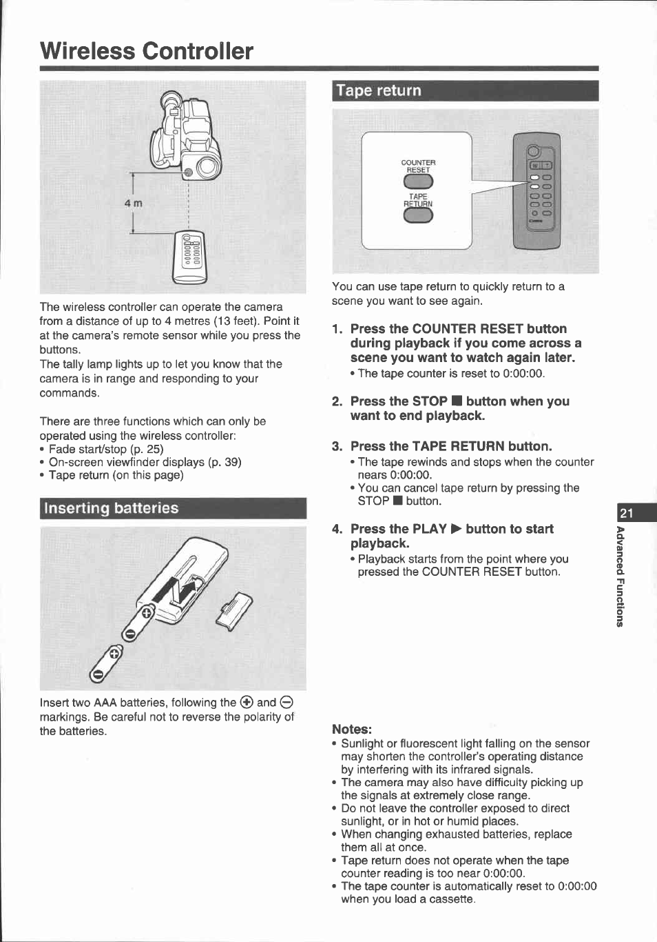 Image stabilizer, Notes | Canon E 700 User Manual | Page 23 / 47