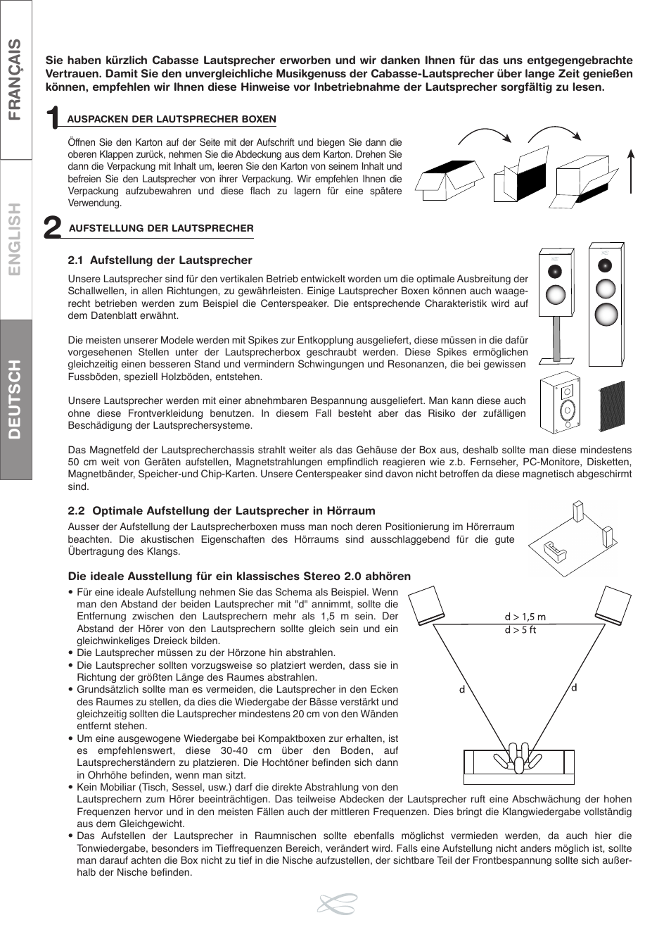 Français english deutsch | Cabasse LOUDSPEAKERS User Manual | Page 10 / 12