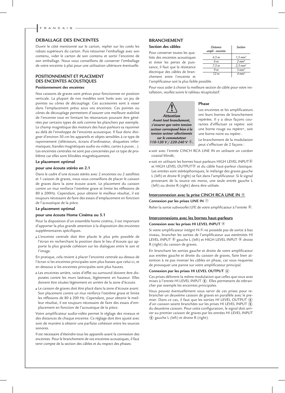 Branchement, Deballage des enceintes | Cabasse SANTORIN 21 M2 User Manual | Page 4 / 16