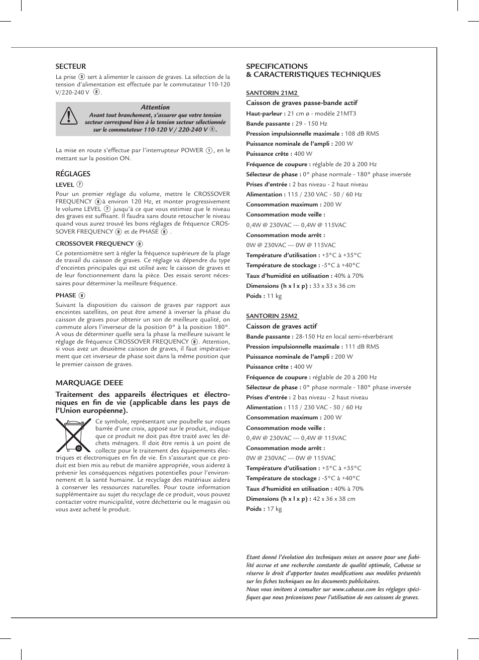 Cabasse SANTORIN 21 M2 User Manual | Page 5 / 16